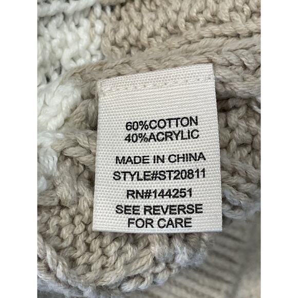Jessica Simpson Cropped Chunky Cable Knit Sweater Women’s Sz Small Beige/White - Picture 8 of 9